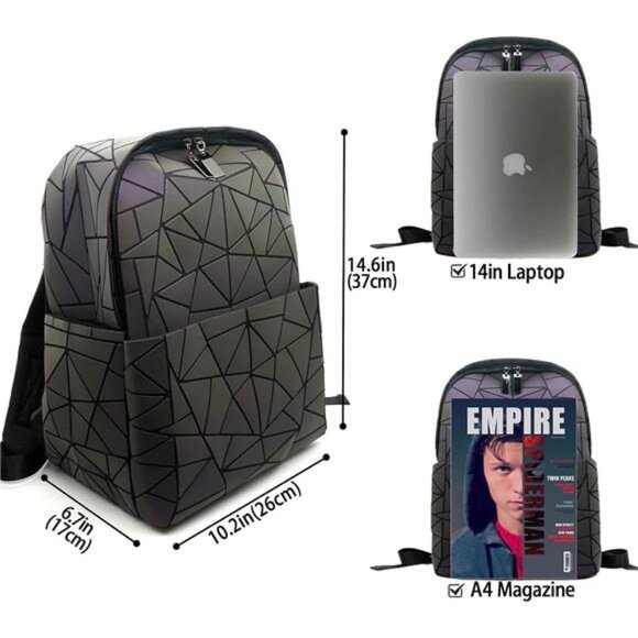 Geometric Women\'s Backpack Geometries Glow Large Purse Laptop Backpack main image 4